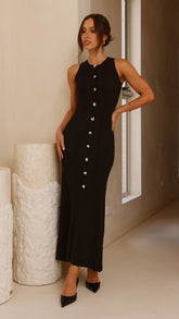 Aylah Knit Midi Dress - Black