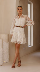 Acacia Lace Mini Dress - White