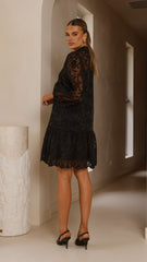 Acacia Lace Mini Dress - Black