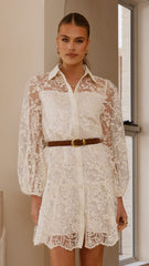 Acacia Lace Mini Dress - White